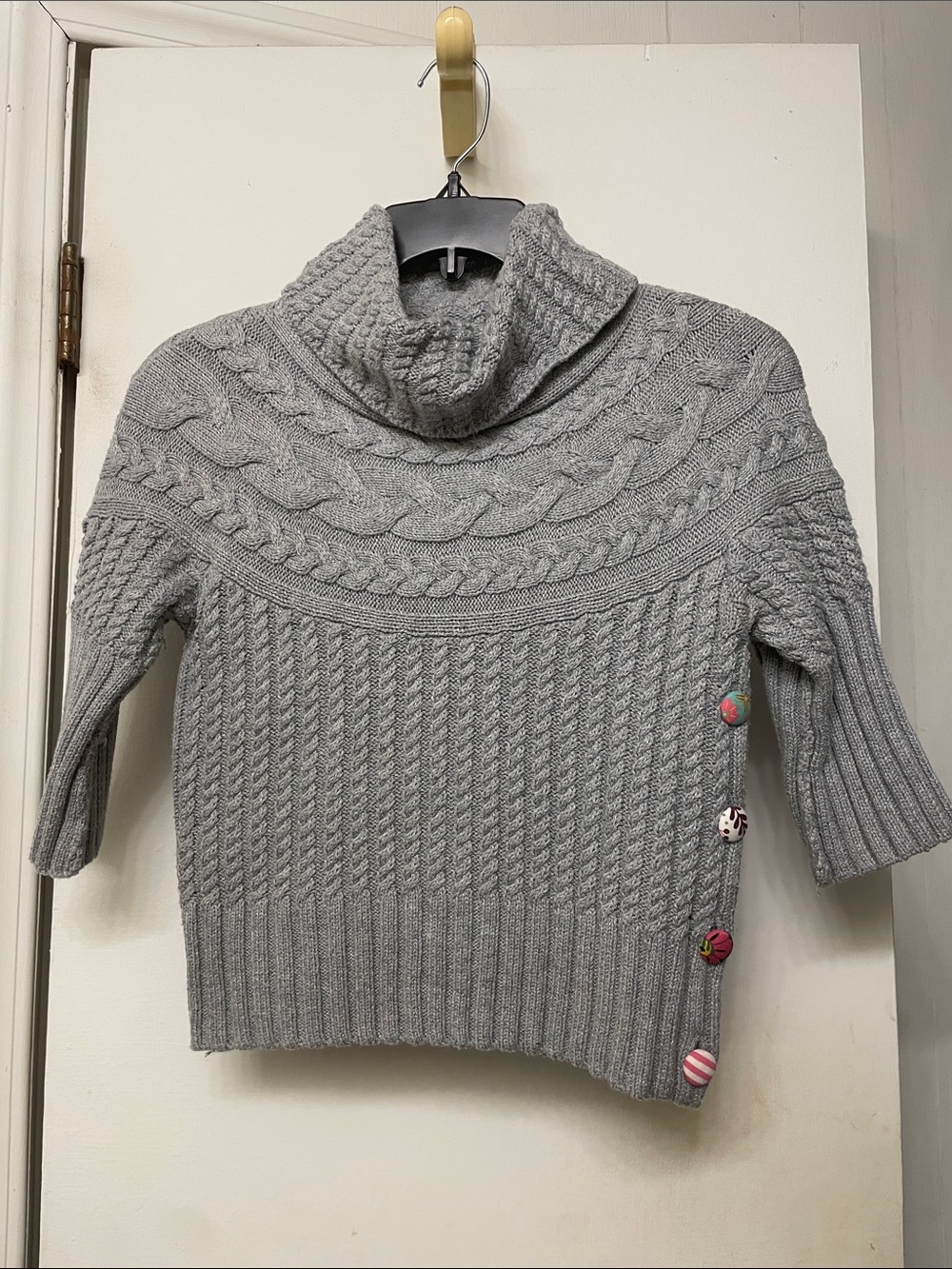 Matilda Jane Gray Cable-Knit Cowlneck Sweater